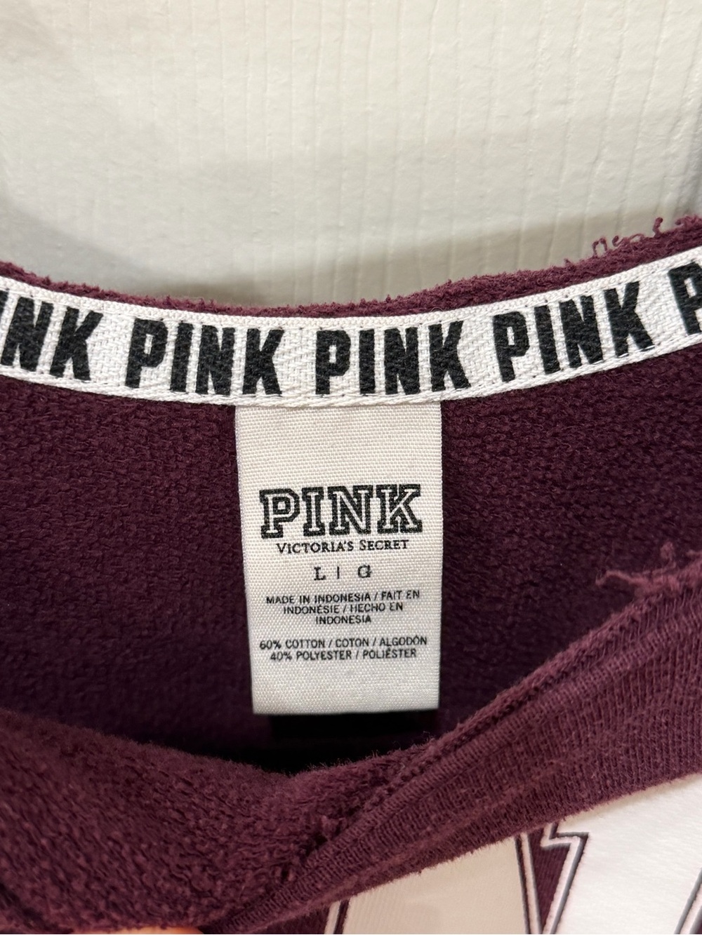 Victoria's Secret PINK Maroon Crewneck Sweatshirt - Picture 3 of 5